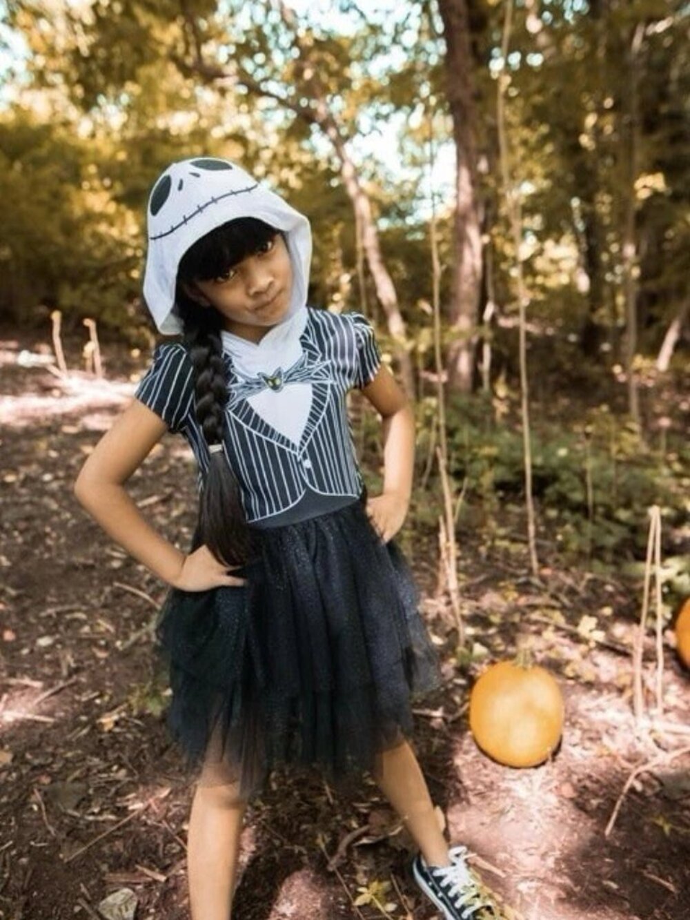 Jack Skellington Costume Girls M 7/8 Halloween Dress Nightmare Before Christmas